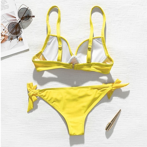 SOLD OUT CLEARANCE Yellow Rhinestone Crystal Shimmer Bikini Swimsuit - Picture 4 of 5